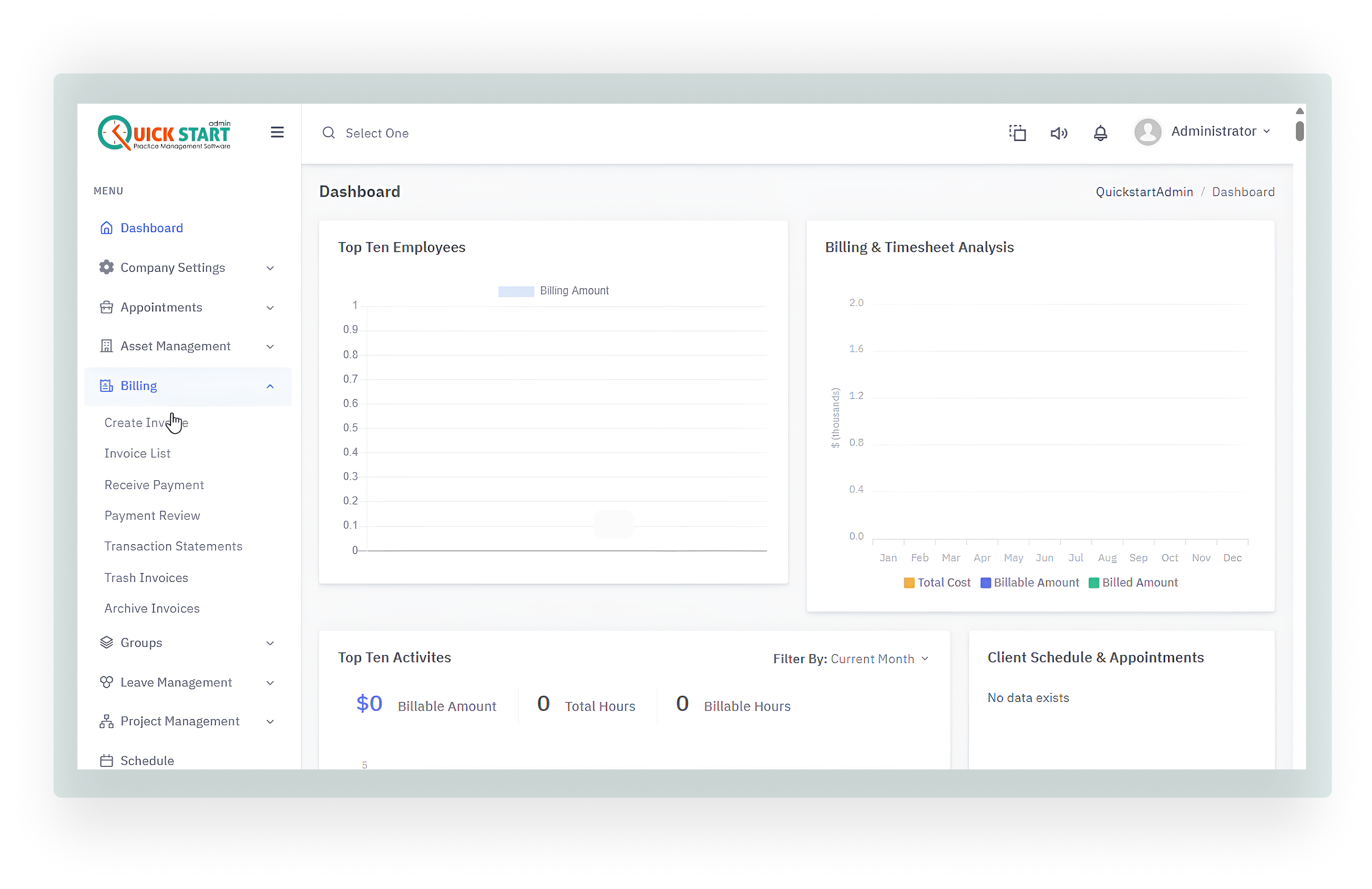 Quick Start Admin Dashboard